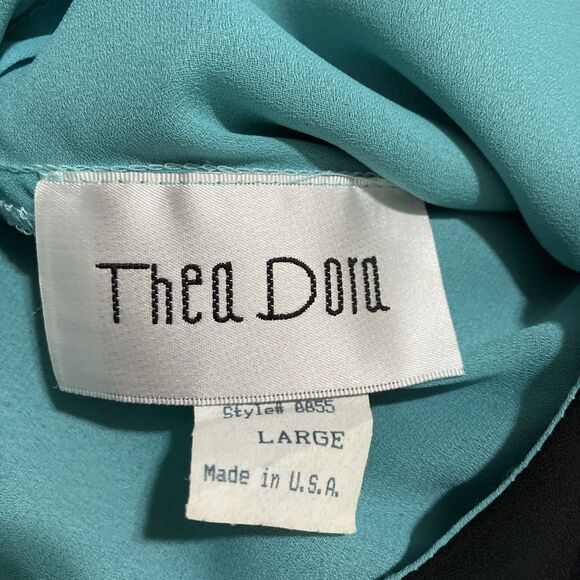 Thea Dora Black Teal Formal Cocktail Evening Prom HoCo Maxi Wrap Dress Sz L Y2K - Picture 8 of 12